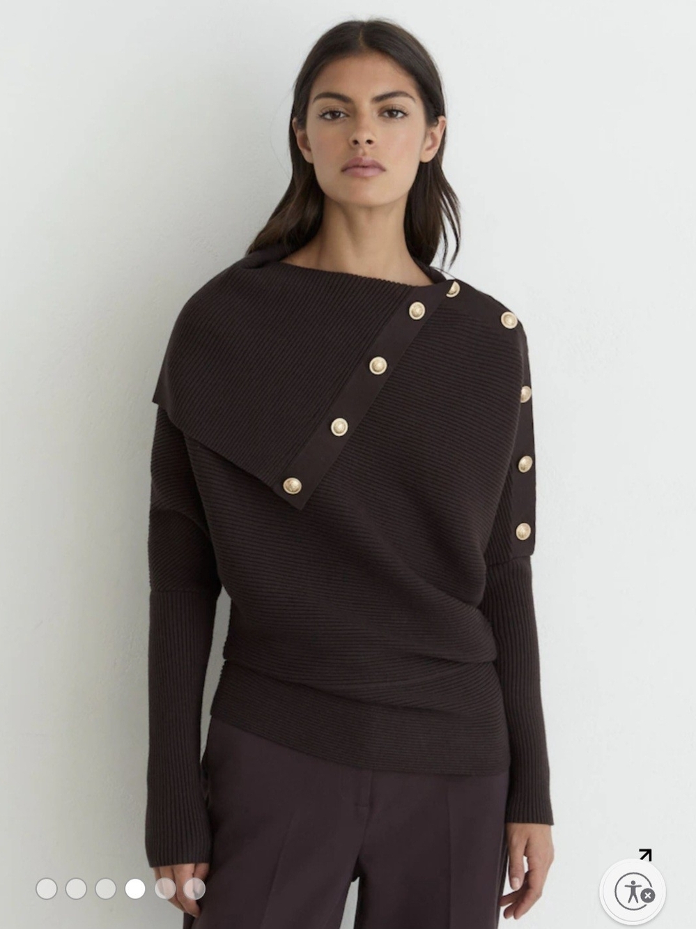 Reiss Rib Knit Button Shawl Jumper Berry Purple XS $235